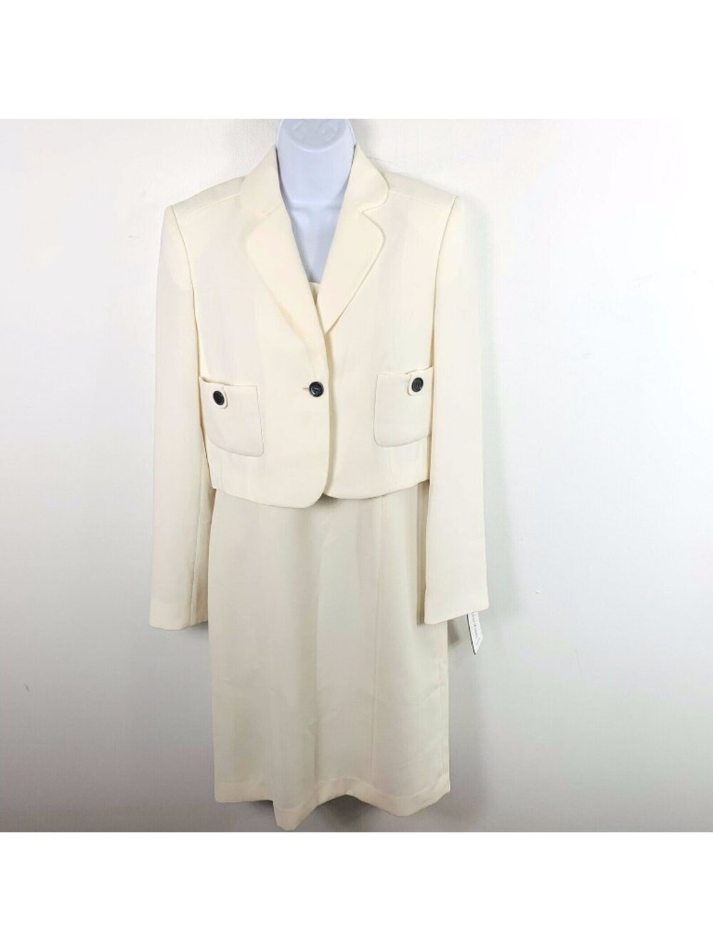 Calvin Klein Dress Jacket Set sz 6 Cream Quiet Luxury Old Money Power Suit NEW
